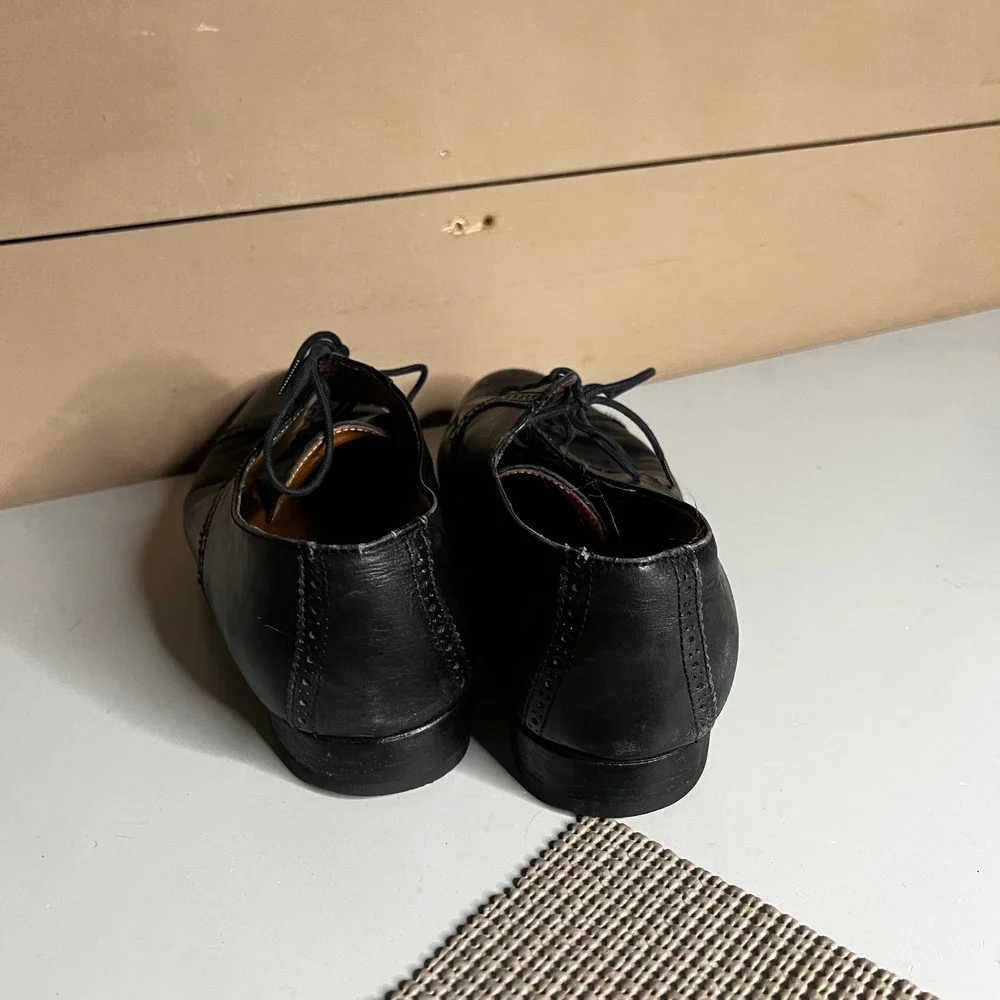 Polo Ralph Lauren Mens Black Leather Cap Toe Brogue Oxford Dress Shoes 10.5 D‎